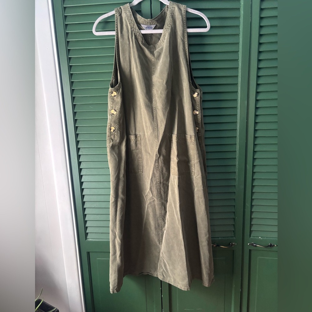 Vintage 90’s Amy K Su for Nordstrom Olive Button-Side Maxi Jumper Dress XL